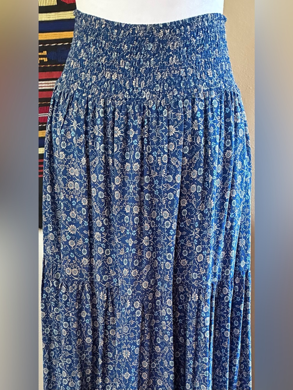 NATURAL LIFE Blue Floral Tiered Maxi Skirt - Picture 5 of 11